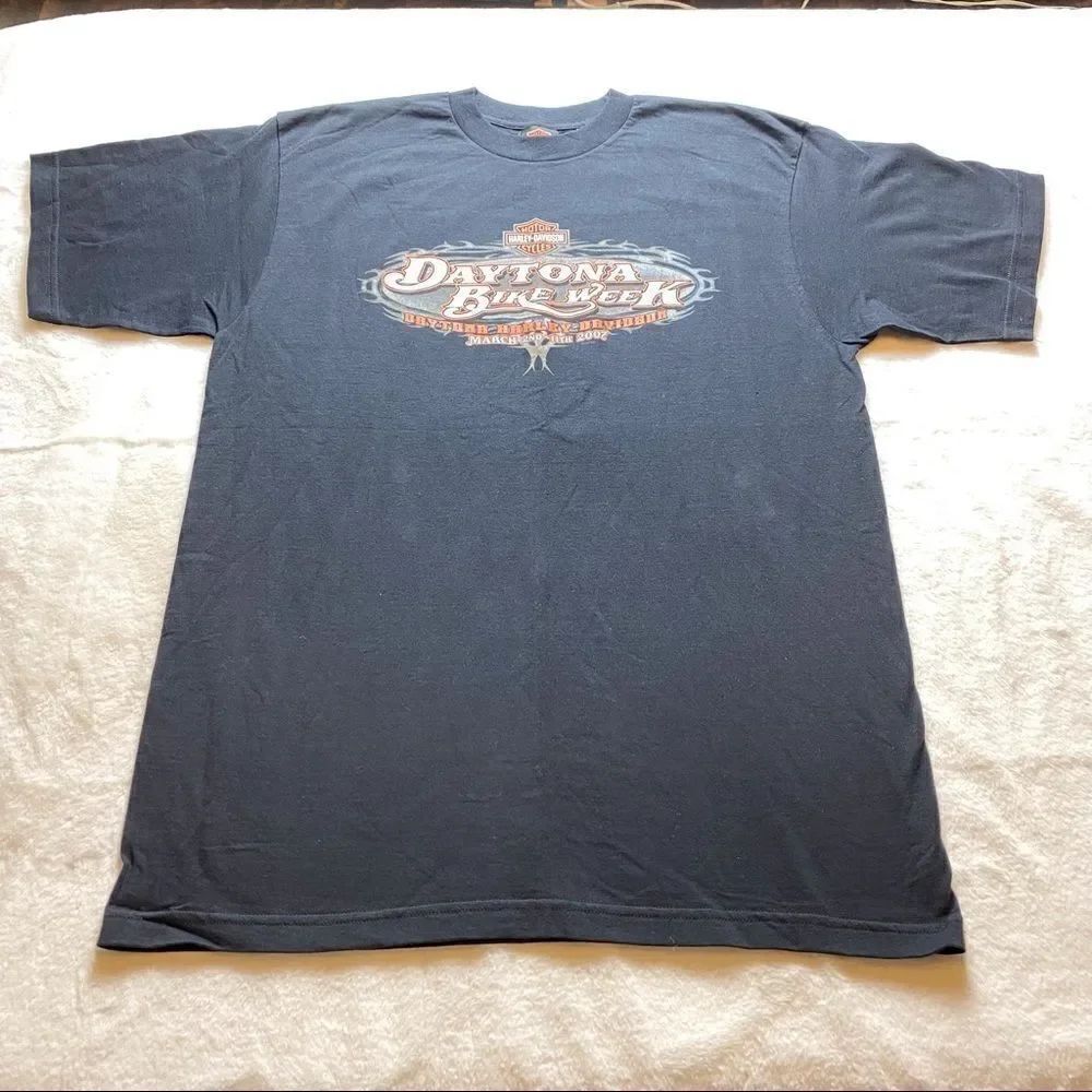 Harley-DavidsonāBlackĀ GraphicāDaytonāBikeāWeekā2007āT-Shirt